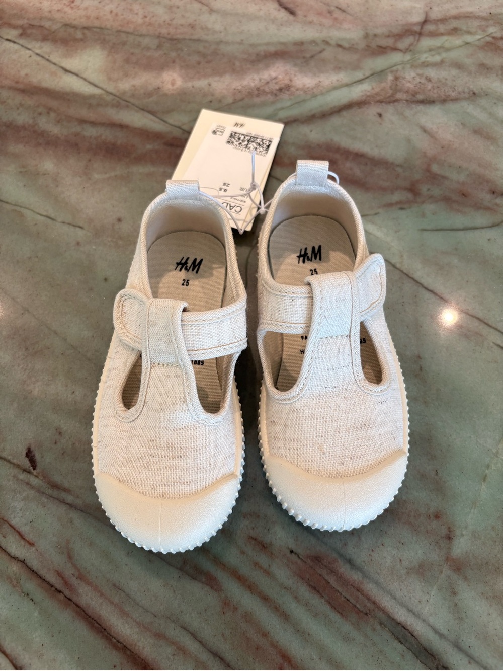 H&M Off-White Canvas T-Strap Baby Walkers